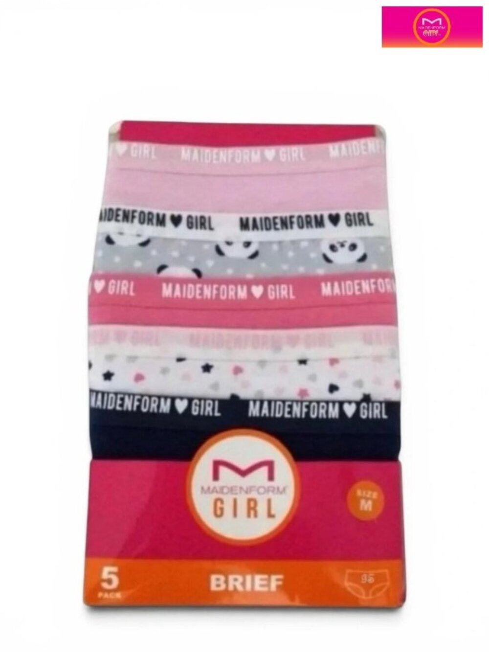 Maidenform Girl 5‑Pack Cotton Briefs – Girls M (7/8) – NWT